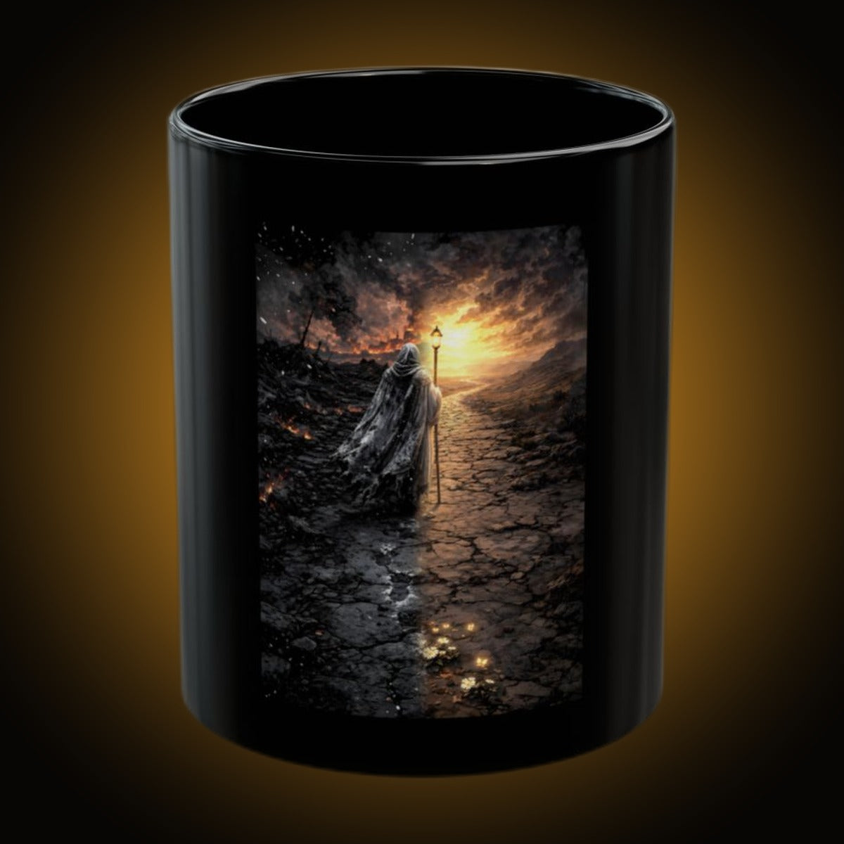 Ash Pilgrim Split-Face Black Mug