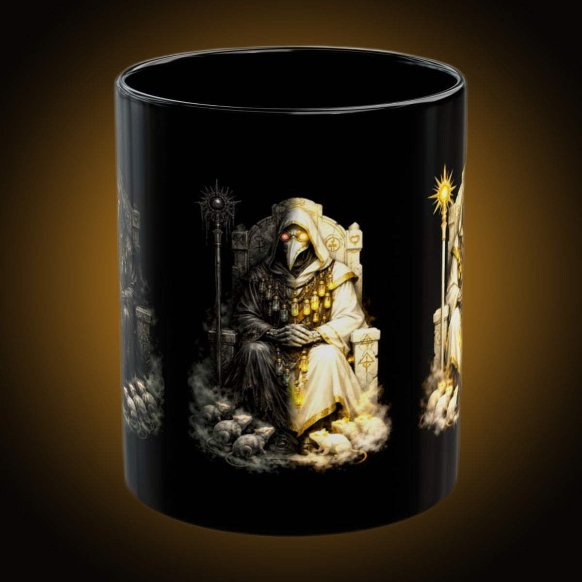 Plague Warden Triple Panel Black Mug