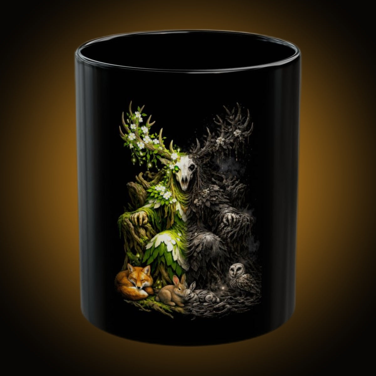 Druid Split-Face Reversed Black Mug