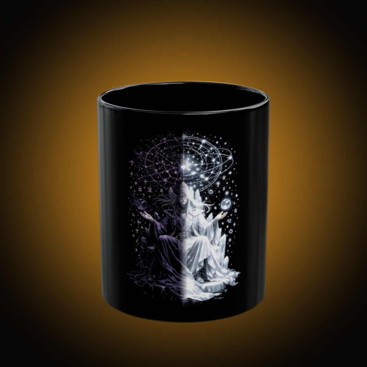 Arcanist Split-Face Black Mug