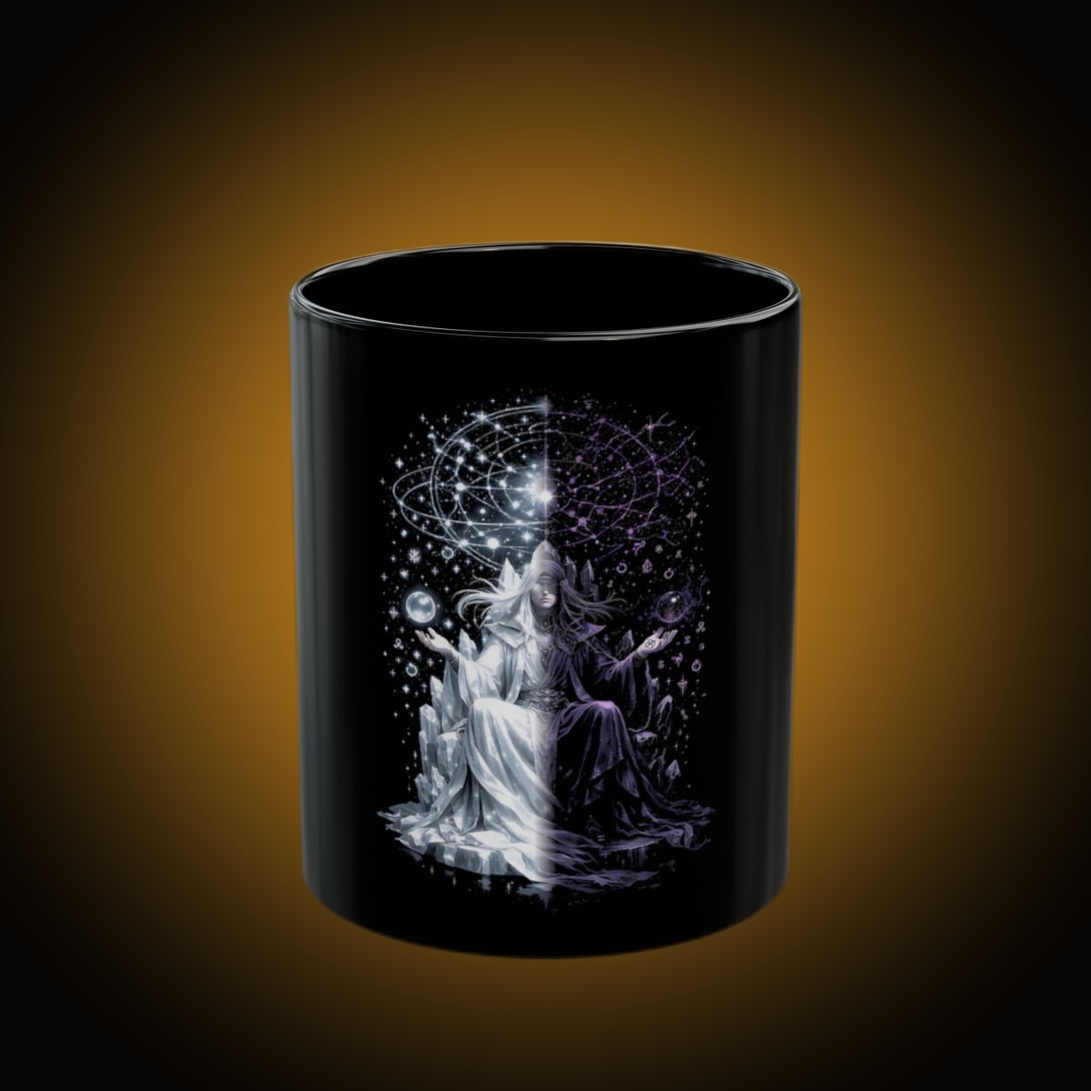 Arcanist Split-Face Reversed Black Mug