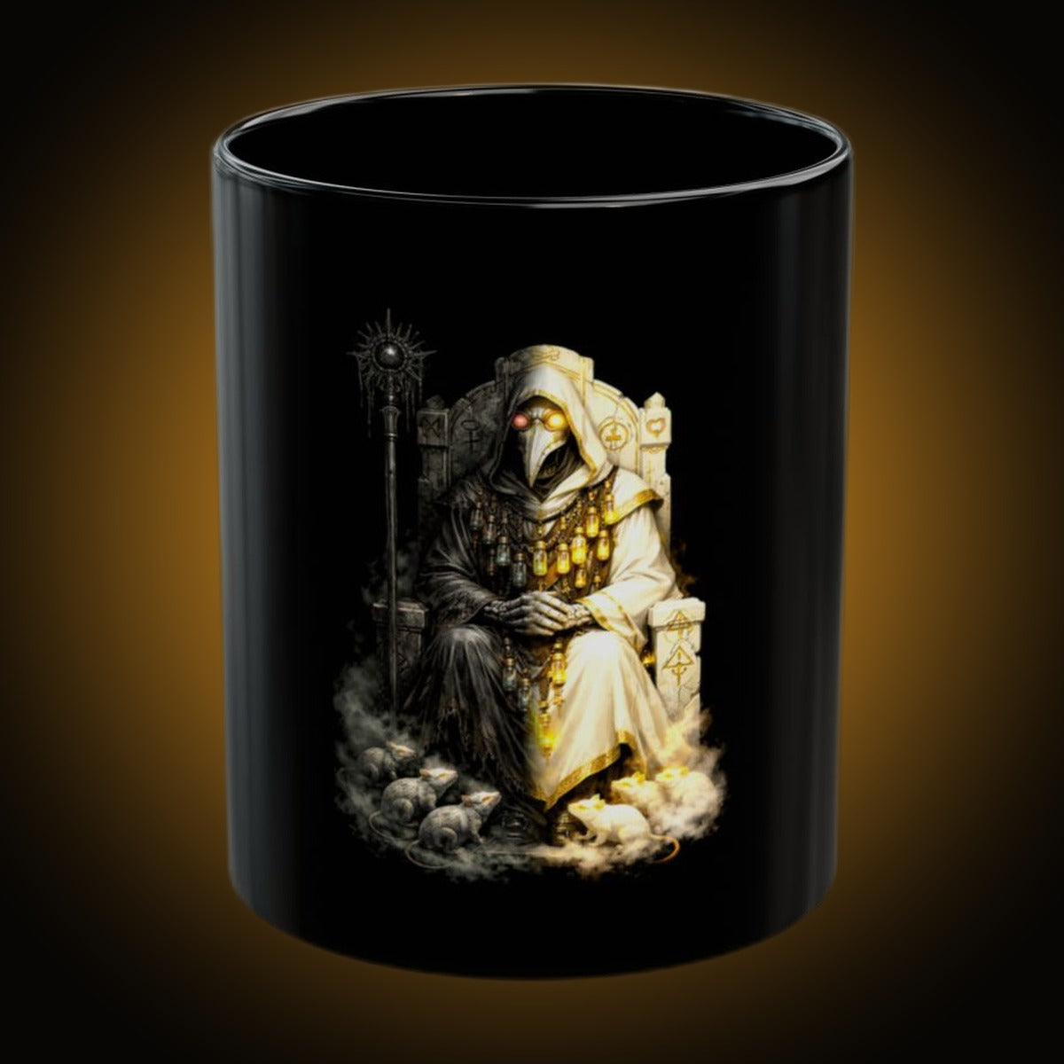 Plague Warden Split-Face Black Mug