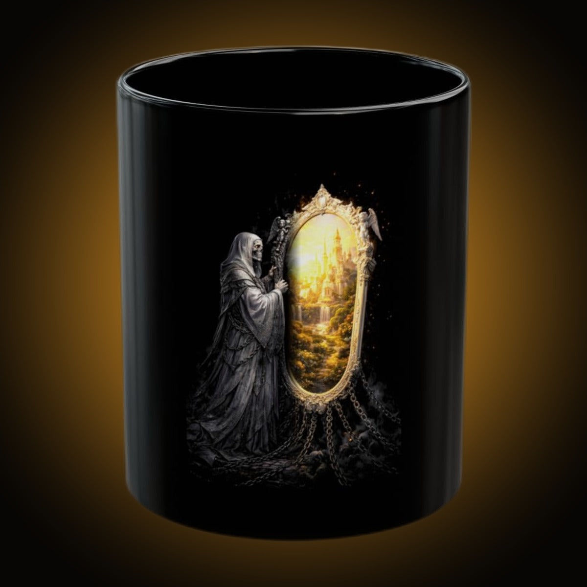 Mirror Maiden Split-Face Black Mug