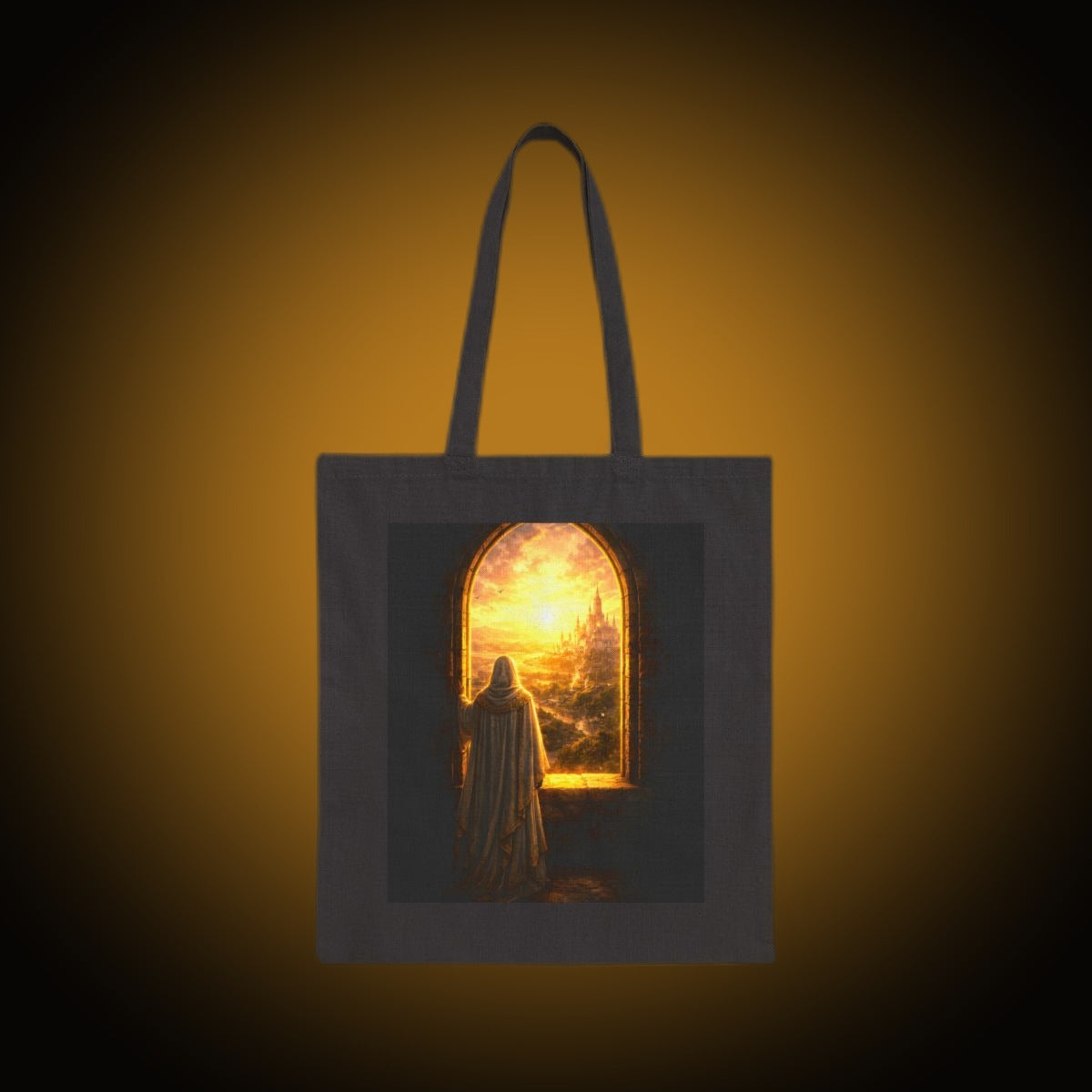 Dark Fantasy The Last Witness Tote Bag | Gothic Accessory | DnD Gift | Medieval Art | Black Canvas | Light Front Dark Back